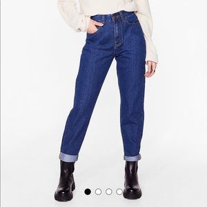 Nasty Gal Petite blue mom jeans